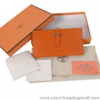 Good Quality Hermes Bearn Japonaise Bi-Fold Wallets H208 Orange