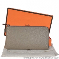 Hot Fashion Hermes Zipper Cards Wallet Togo Leather A908 Dark Grey