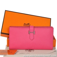 Grade Quality Hermes Bearn Wallet Original Smooth Leather H208 Peach