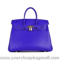 Trendy Design Hermes Birkin 35CM Tote Bag Blue Clemence Leather H6089 Gold