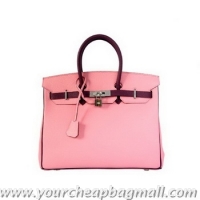 Hermes Birkin 30CM Tote Bags Pink With Purple Calf Leather H30 Silver