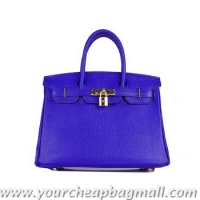 Duplicate Hermes Birkin 30CM Tote Bag Blue Clemence Leather H6088 Gold