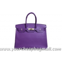 Discount Hermes Birkin 35CM Tote Bag Purple Clemence Leather H6089 Gold