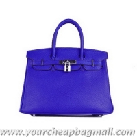 Popular Hermes Birkin 30CM Tote Bag Blue Clemence Leather H6088 Silver