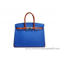2013 Fashion Hermes Birkin 35CM Tote Bag Blue&Camel Ostrich Leather BK35 Gold