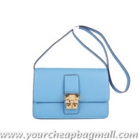 Cheap Hermes Medor Light Blue Calfskin Shoulder Bag H2816 Gold