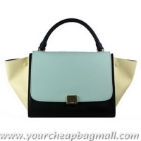Lowest Price Celine Trapeze Bag Calfskin Leather 88037 OffWhite&Light Blue&Black