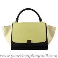 Low Cost Celine Trapeze Bag Calfskin Leather 88037 OffWhite&Light Yellow&Black