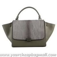 Classic Cheapest Celine Trapeze Bag Snake Leather 88037 Gray
