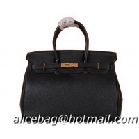 Low Cost Hermes Birkin 35CM Tote Bag Black Original Grainy Leather H35 Gold