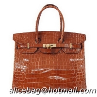 For Sale Hermes Birkin 35CM Tote Bag H35 Brown Iridescent Croco Leather Gold