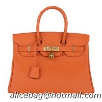 On Sale Hermes Birkin 30CM Tote Bag Orange Original Leather H30 Gold