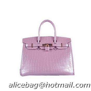 Super Quality Hermes Birkin 30CM Tote Bags 6088 Lavender Iridescent Croco Leather Gold