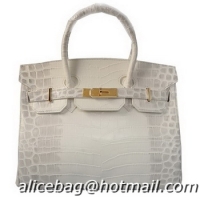 Best Free Shippings Hermes Birkin 30CM Tote Bags OffWhite Croco Leather 6088 Gold