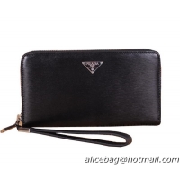 Prada Saffiano Leather Zippy Wallet P6201 Black