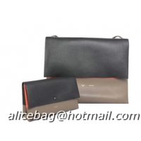 Classic Cheap Celine All Soft in Calfskin Shoulder Bag 17218 12086 Black&Khaki