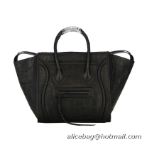 Free Shippings Celine Luggage Phantom Shopper Bags Croco Leather C103 Black