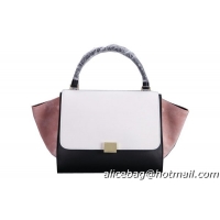 Celine Trapeze Top Handle Bag Original Leather 8003 White&Black&Pink