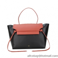 Celine Belt Bag Smooth Calfskin Leather C3345 Black&Vermilion