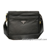 PRADA Grainy Leather Messenger Bag VA0797 Black