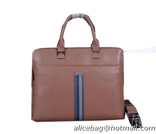 Prada Smooth Leather Briefcase M38421 Wheat