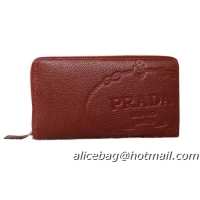 Prada Grainy Leather Clutch P2212 Brown