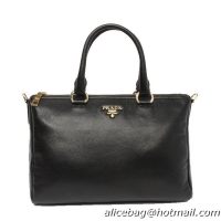 Prada BL0778 Black Grained Calf Leather Vitello Daino Top Handle Bags