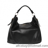 PRADA Grainy Leather Hobo Bag BR4099 Black