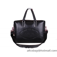 Prada Calfskin Leather Briefcase P2775 Black