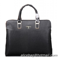 Prada Lizard Leather Briefcase P88081 Black
