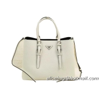 Prada Saffiano Cuir Leather Tote Bag BN2820 White