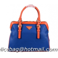 Prada Grainy Leather Top Handle Bags BL8091 Royal&Orange