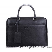 PRADA Grainy Leather Business Briefcase P002 Black