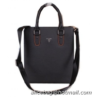 PRADA Saffiano Leather Business Tote Bag 500463 Black