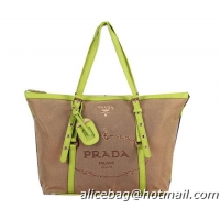 Prada Jacquard Nylon Fabric Tote Bag BR4253 Green