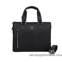 Prada Grainy Calf Leather Briefcase 9005 Black