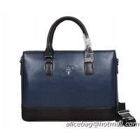Prada Smooth Calf Leather Briefcase 118981 Blue