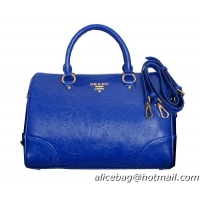PRADA Grainy Leather Two Handle Bag BL0822 Blue