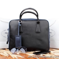 PRADA Saffiano Calf Leather Briefcase VS0305 Black&Blue