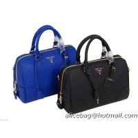 Prada Grainy Leather Boston Bag BN2963 Blue&Black