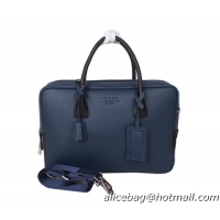 Prada Weekender Grainy Leather Travel Bag PD10201 Blue