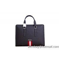 Prada Grainy Calf Leather Briefcase PR8032 Black