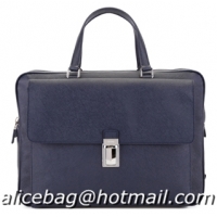 PRADA Saffiano Travel Calf Leather Briefcase VR0069 Royal
