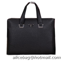 PRADA Grainy Leather Business Briefcase G8802 Black