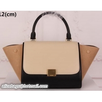 Trendy Design Celine mini Trapeze Bag Original Nubuck Leather CTA3345 OFFWhite&Black&Apricot