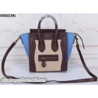 Expensive Celine Luggage Nano Tote Bag Original Leather CLY33081S Apricot&Black&Blue