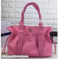 Discount Fashion Prada Weave Leather Tote Bag BN1070 Rose