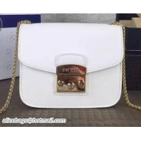 Best Product PRADA Flap Shoulder Bag Grainy Leather BT1093 White