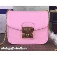 Durable PRADA Flap Shoulder Bag Grainy Leather BT1093 Pink