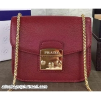 Low Price PRADA Flap Shoulder Bag Grainy Leather BT1093 Red